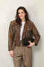 R13 - Jack - Exaggerated shoulder motorcycle jacket -   Brown leather - BYLOTTE