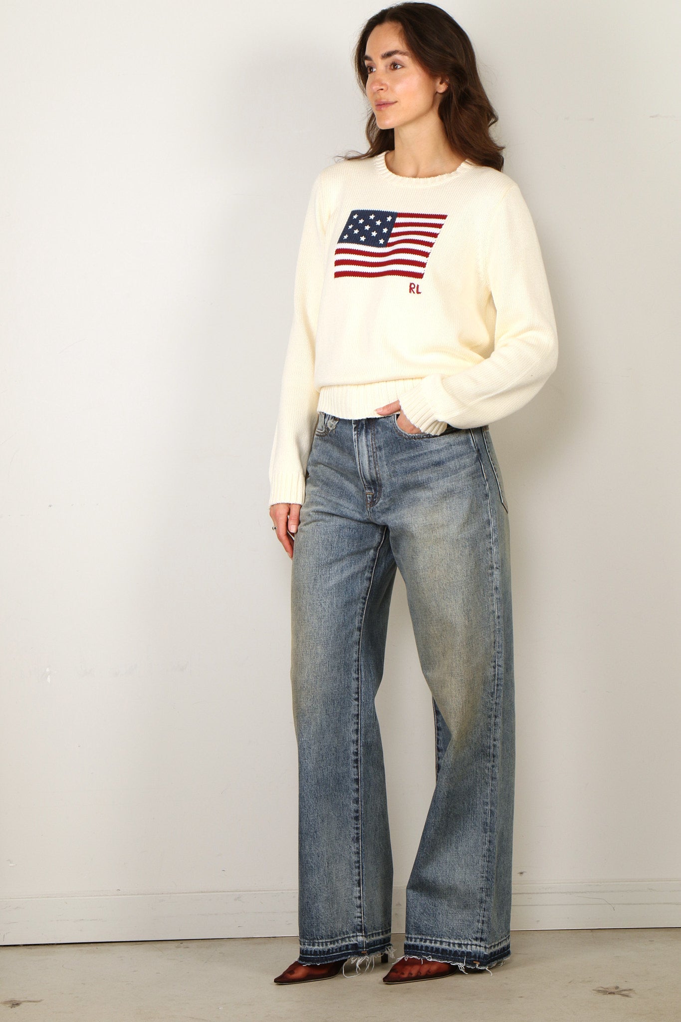 R13 D'Arcy ルーズジーンズ ブルー R13 Ankled D'Arcy Jean Haven Blue