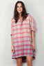 R13 - Jurk - Plaid Oversized Boxy Shirtdress - Bleached out Pink Grey - BYLOTTE