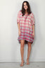 R13 - Jurk - Plaid Oversized Boxy Shirtdress - Bleached out Pink Grey - BYLOTTE