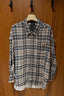 R13 - Blouse - Shredded Seam Drop Neck Shirt - Grey Cream Plaid