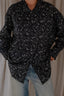 R13 - Blouse - Pintuck Drop Neck Shirt - Black And White Small Butterfly