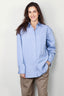 RÓHE - Blouse - Oversized Striped Shirt With Folded Cuff - Light Blue / White Stripe - BYLOTTE