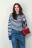 RÓHE - Trui - Striped Linen Crew Neck - Cobalt / Cream Stripe - BYLOTTE