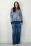 RÓHE - Trui - Striped Linen Crew Neck - Cobalt / Cream Stripe - BYLOTTE