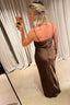 Rotate - Jurk - Satin Maxi Slip Dress - Potting Soil