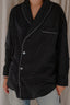 R13 - Blouse - Shawl Lapel Shirt - Black / White Polka Dot