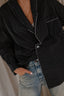 R13 - Blouse - Shawl Lapel Shirt - Black / White Polka Dot
