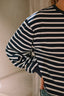 Denimist - T-Shirt - Boxy Cropped Longsleeve - Navy White Stripe