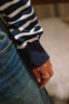 Denimist - T-Shirt - Boxy Cropped Longsleeve - Navy White Stripe