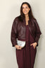 Tibi - Blazer - Leather Raglan Sleeve Blazer - Aubergine - BYLOTTE