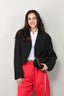 Tibi - Blazer - Tropical Wool Cropped Bomber Blazer - Black - BYLOTTE