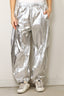 Tibi - Broek - Metallic Nylon Winslow Pant - Silver - BYLOTTE