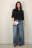 Tibi - Broek - Spring Denim Triple Pleat Pant - Classic Blue - BYLOTTE