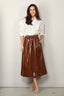 Tibi - Rok - Light Weight Stretch Patent Smocking Waistband Ful - Brick - BYLOTTE