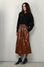 Tibi - Rok - Light Weight Stretch Patent Smocking Waistband Ful - Brick - BYLOTTE