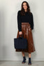 Tibi - Rok - Light Weight Stretch Patent Smocking Waistband Ful - Brick - BYLOTTE