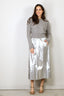 Tibi - Rok - Metallic Nylon Pull On Full Skirt - Silver - BYLOTTE