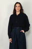 Tibi - Sweater - Washable Cashmere Easy Polo Cropped Sweater - Navy - BYLOTTE