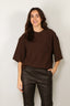 Tibi - T-shirt - Mica Crepe Easy T-shirt - Brown - BYLOTTE
