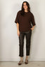 Tibi - T-shirt - Mica Crepe Easy T-shirt - Brown - BYLOTTE