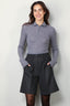 Tibi - Top - Feather weight ribbed tneck zip up sweater - Grey - BYLOTTE