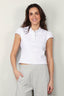 Tibi - Top - Luxe Pique Shrunken Polo Shirt - White - BYLOTTE