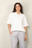 Tibi - Top - Quilted Waffle Polo Tunic Top - White - BYLOTTE