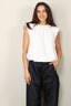 Tibi - Top - Quilted Waffle Shirred Neck Top - White - BYLOTTE