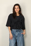 Tibi - Top - Tropical Wool Tie Front T-Shirt - Navy - BYLOTTE