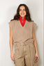 Tibi - Trui - Cardigan Stitch Sweater Vest - Latte - BYLOTTE