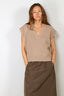 Tibi - Trui - Cardigan Stitch Sweater Vest - Latte - BYLOTTE