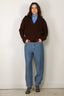 Tibi - Trui - Cardigan Stitch V Neck - Brown - BYLOTTE