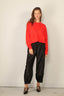 Tibi - Trui - Skinlike Mercerized Wool Crewneck Pullover - Red - BYLOTTE