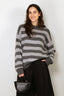 Tibi - Trui - Striped Cashmere Crewneck Easy Pullover - Grey Multi - BYLOTTE