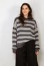 Tibi - Trui - Striped Cashmere Crewneck Easy Pullover - Grey Multi - BYLOTTE