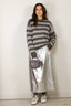 Tibi - Trui - Striped Cashmere Crewneck Easy Pullover - Grey Multi - BYLOTTE