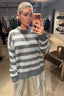 Tibi - Trui - Striped Cashmere Crewneck Easy Pullover - Grey Multi - BYLOTTE