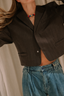 Tibi - Blazer - Herringbone Suiting Cropped Blazer - Brown Multi