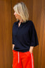 Tibi - Top - Washable Cashmere Oversized Easy T Polo - Navy