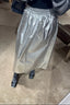 Tibi - Rok - Metallic Nylon Pull On Full Skirt - Silver