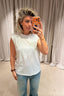 Tibi - Top - Tshirt Program Padded Shoulder Sleeveless Top - White